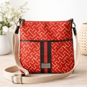 Tommy Hilfiger Red Crossbody Bag Vintage Monogram Adjustable Strap